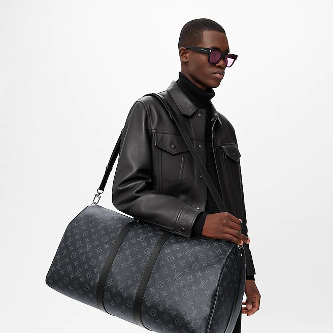 Louis Vuitton Black Monogram Eclipse Keepall Bandouliere 55 Duffle Bag –  Bagriculture