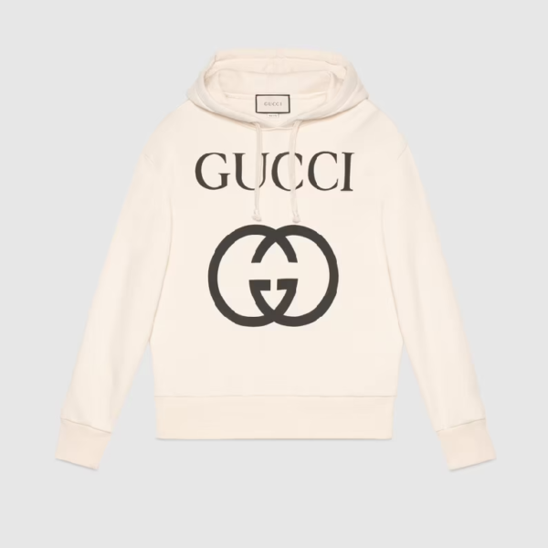 Gucci Hooded sweatshirt with Interlocking G off-white felted cotton