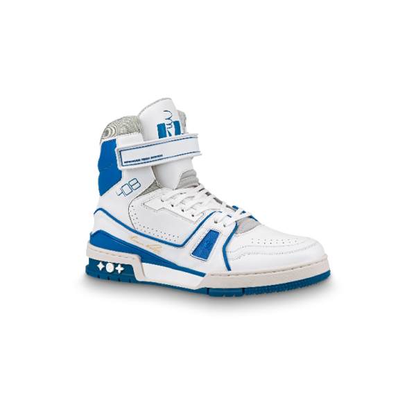 Louis Vuitton LV Trainer Sneaker Boot High White Blue