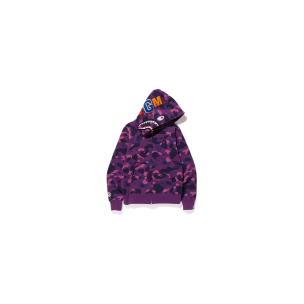 BAPE Color Camo Shark Full Zip Hoodie Purple