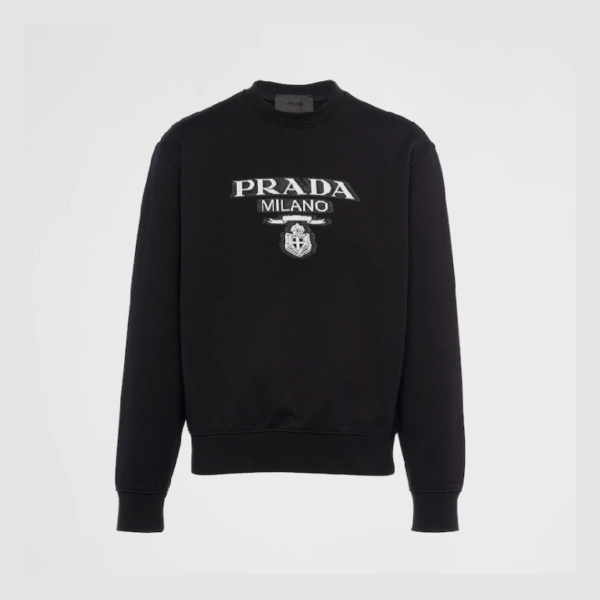 PRADA Oversized cotton jersey logo sweatshirt