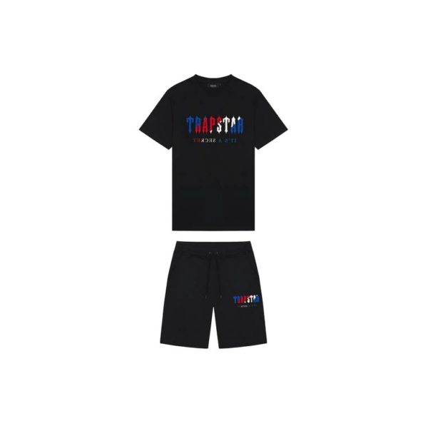 Trapstar Chenille Decoded Short Set Black Revolution Edition