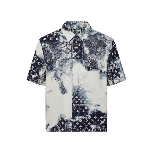 LV MONOGRAM BANDANA SHORT-SLEEVED DENIM SHIRT