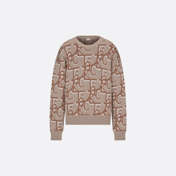 OVERSIZED CACTUS JACK DIOR SWEATER Beige and Brown Cashmere Jacquard