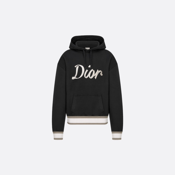 OVERSIZED DIOR HOODED SWEATSHIRT Black Organic Cotton Fleece