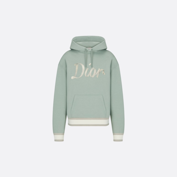 OVERSIZED DIOR HOODED SWEATSHIRT Light Green Organic Cotton Fleece