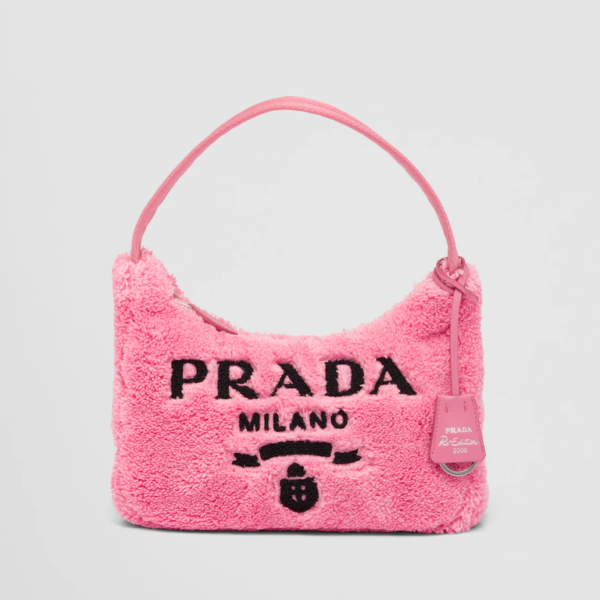 PRADA Re-Edition 2000 terry mini bag - Petal Pink/Black