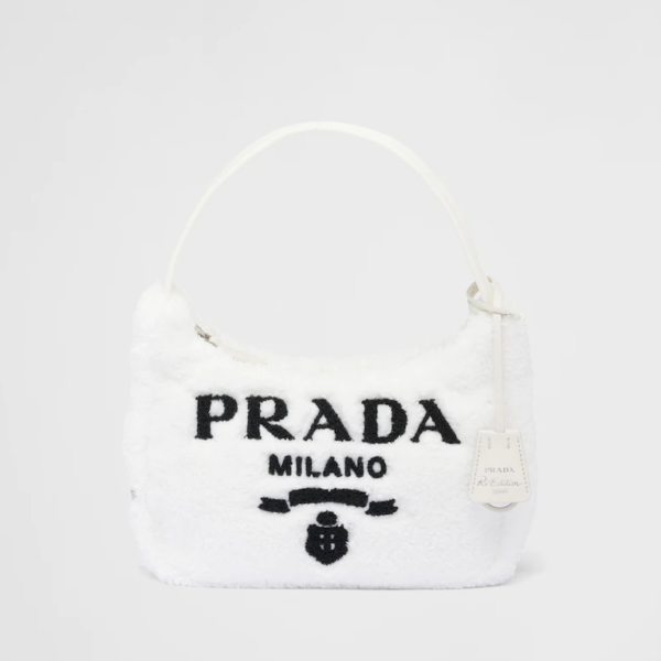 PRADA Re-Edition 2000 terry mini bag - White/Black