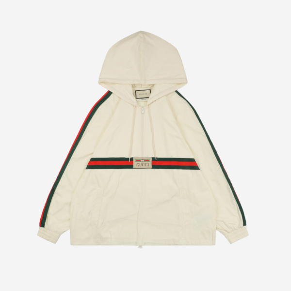 White Cotton canvas windbreaker with Gucci label