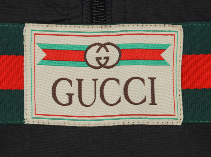 Black Coated cotton windbreaker with Gucci label - Store 1# High ...