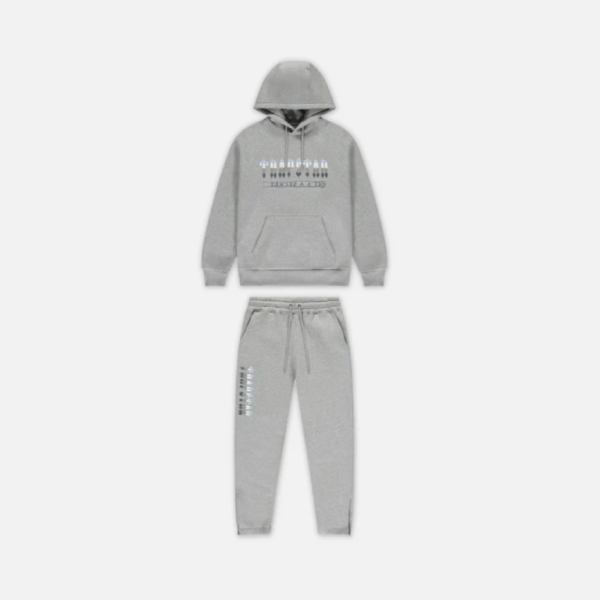 TRAPSTAR CHENILLE DECODED 2.0 HOODED TRACKSUIT - GREY / ICE BLUE