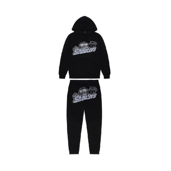 TRAPSTAR Shooters Black Hooded Tracksuit SkyBlue