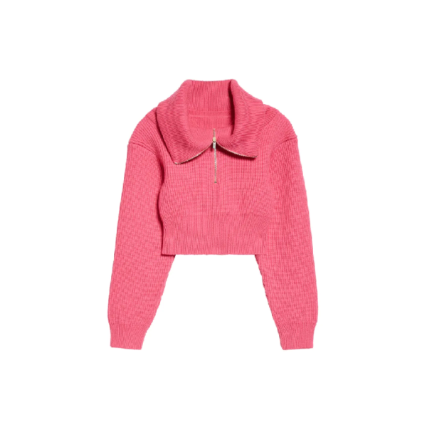 Jacquemus Risoul Merino Wool Layered Crop Sweater - Pink